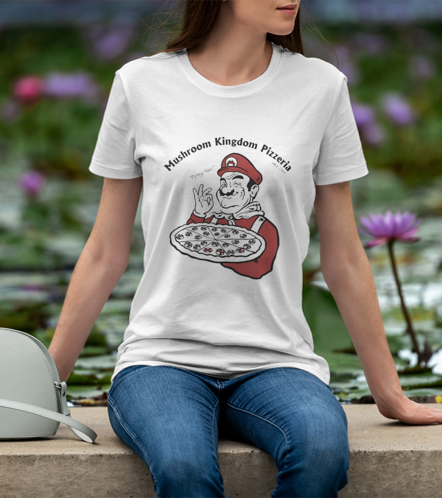 Mushroom Kingdom Pizzeria Funny Pizza Chef Winking Gesture Gaming Fan T-Shirt