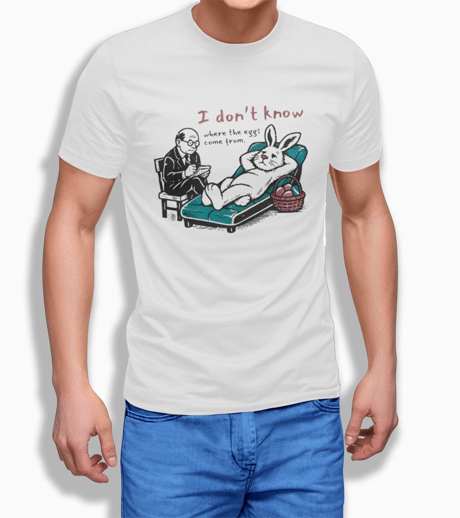 I Don't Know Where The Eggs Come From Old Man And Bunny T-Shirt