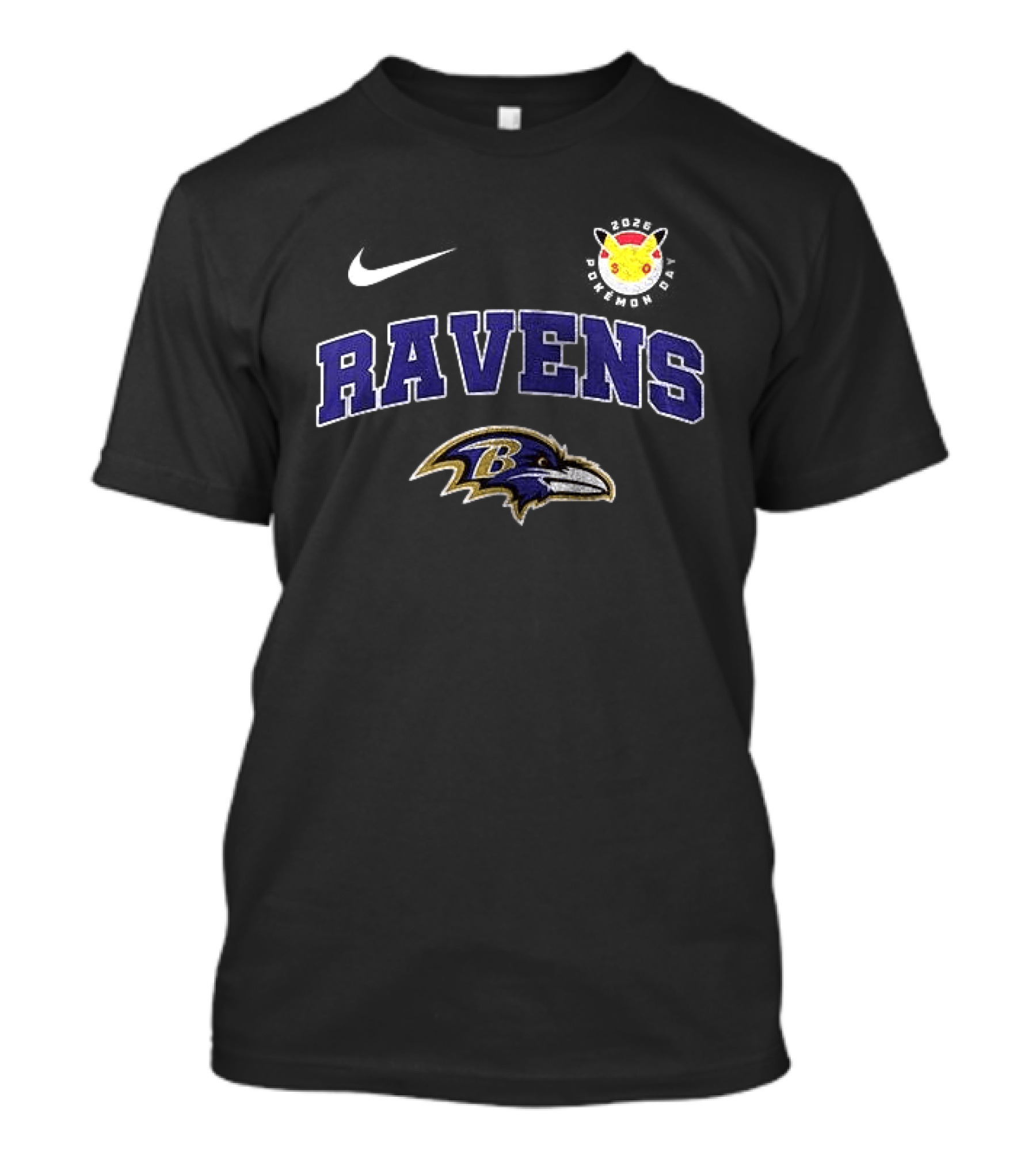 Nike Baltimore Ravens Pikachu 30th Anniversary Collaboration T-Shirt