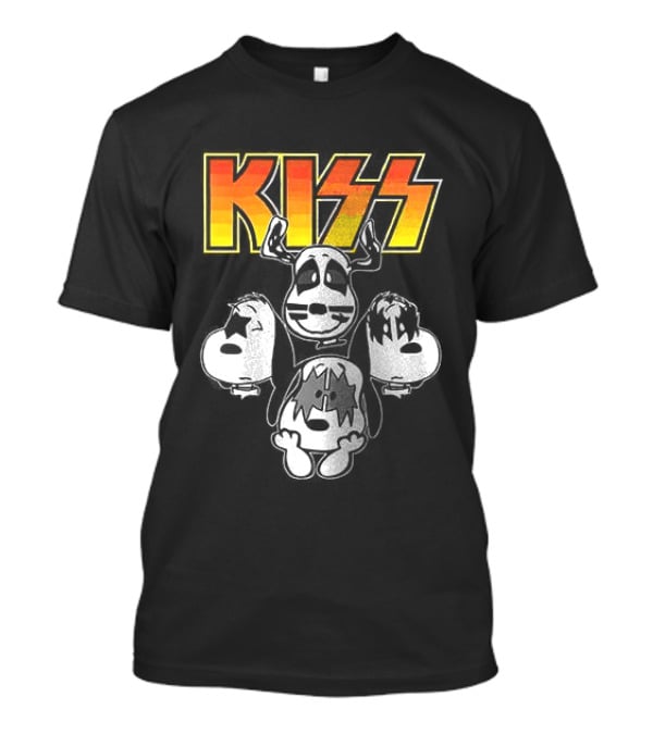 Kiss X Peanuts Snoopy Shout It Out Loud Collaboration Featuring Iconic Characters T-Shirt
