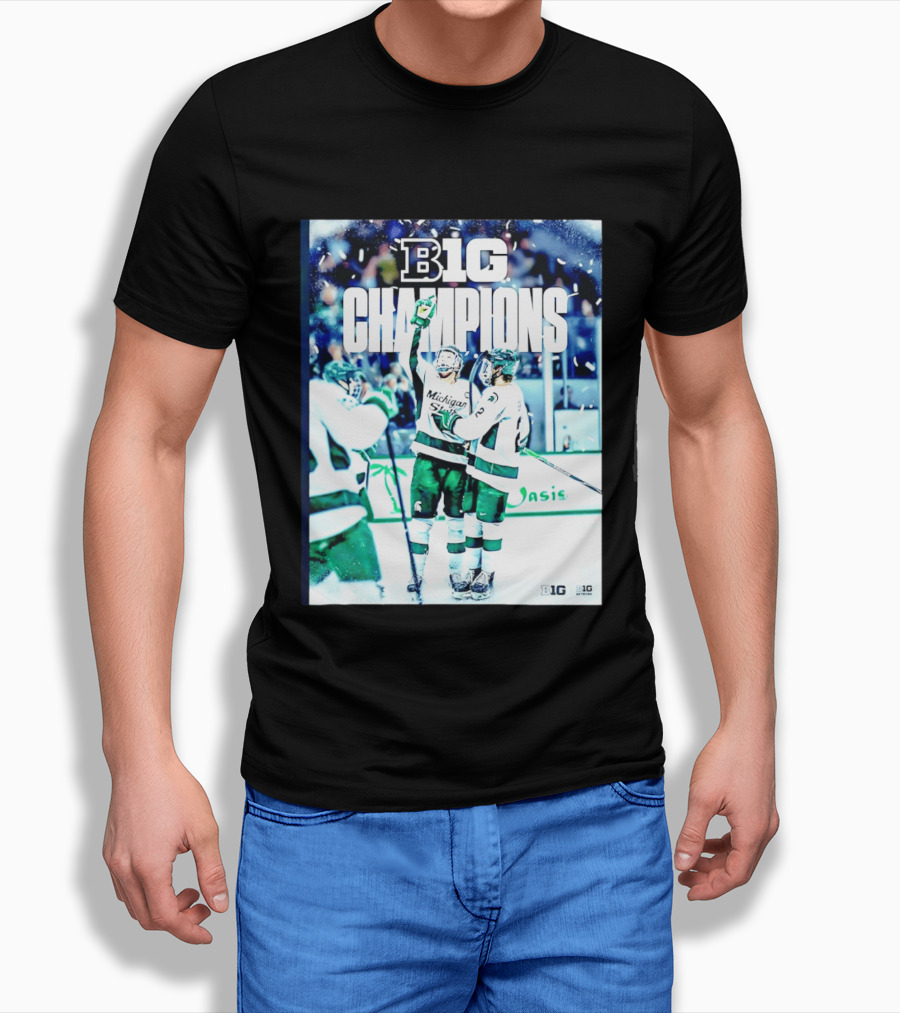 B1G Champions Michigan State Spartans Ice Hockey 2026 B1G Men's Hockey Regular Season Champs Back To Back T-Shirt