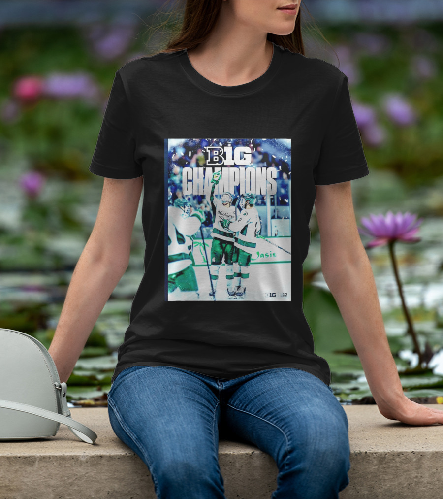 B1G Champions Michigan State Spartans Ice Hockey 2026 B1G Men's Hockey Regular Season Champs Back To Back T-Shirt