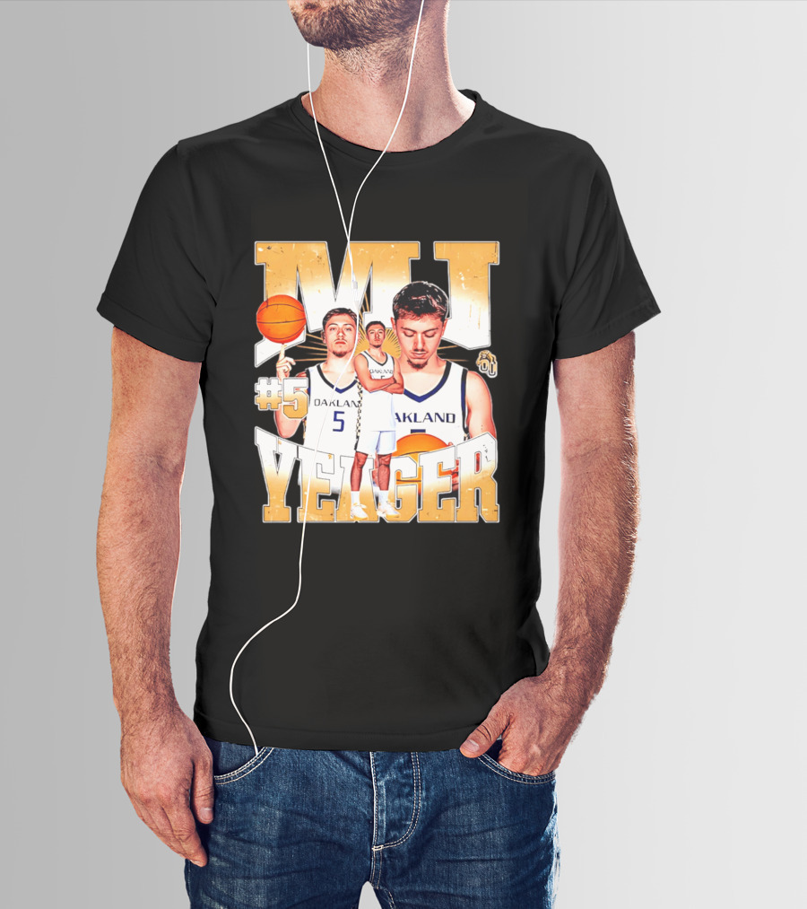 MJ Yeager Oakland Basketball #5 NCAA Player Collage T-Shirt