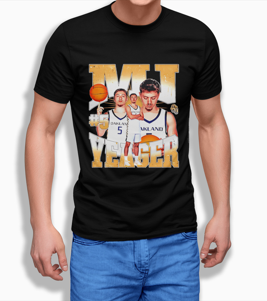 MJ Yeager Oakland Basketball #5 NCAA Player Collage T-Shirt