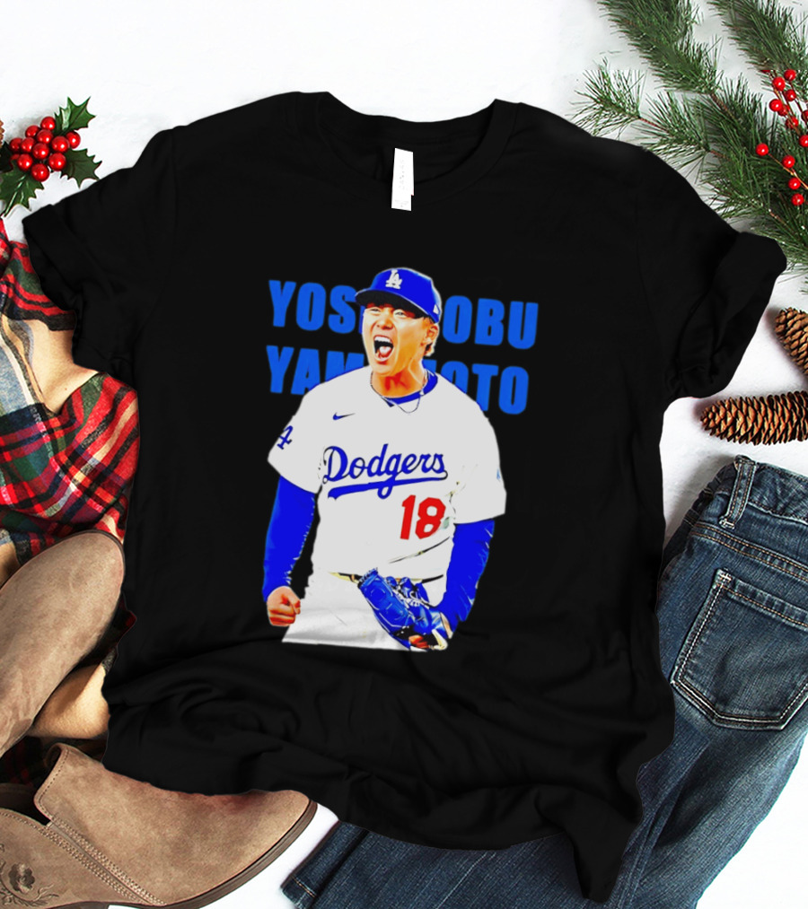 Yoshinobu Yamamoto Los Angeles Dodgers 18 Scream T-Shirt