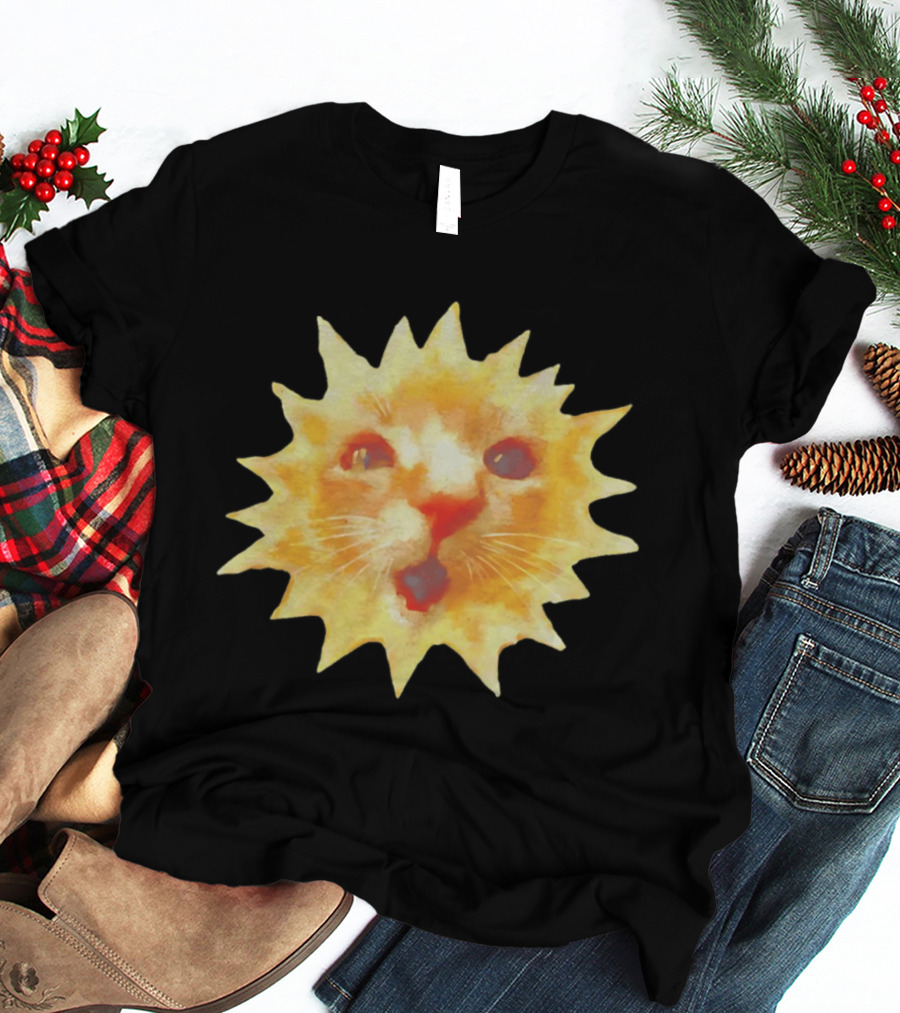 Cat Face Sun Meme Funny Internet Trend T-Shirt
