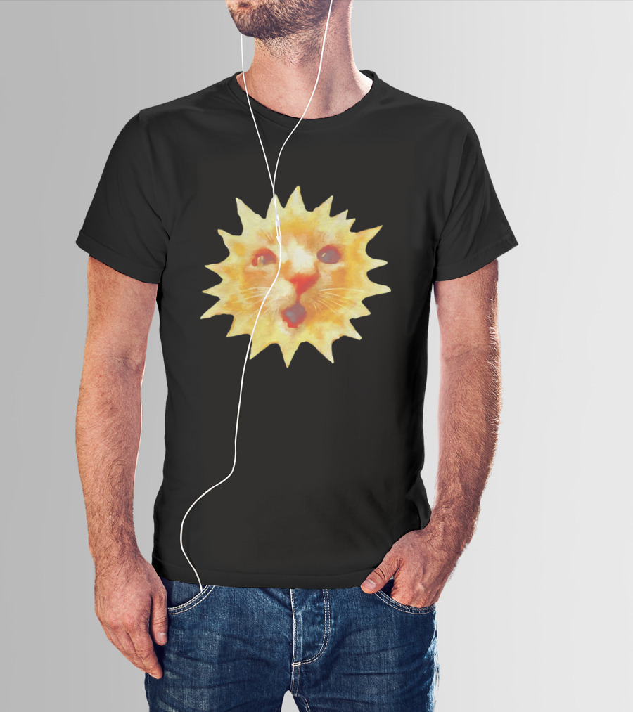 Cat Face Sun Meme Funny Internet Trend T-Shirt