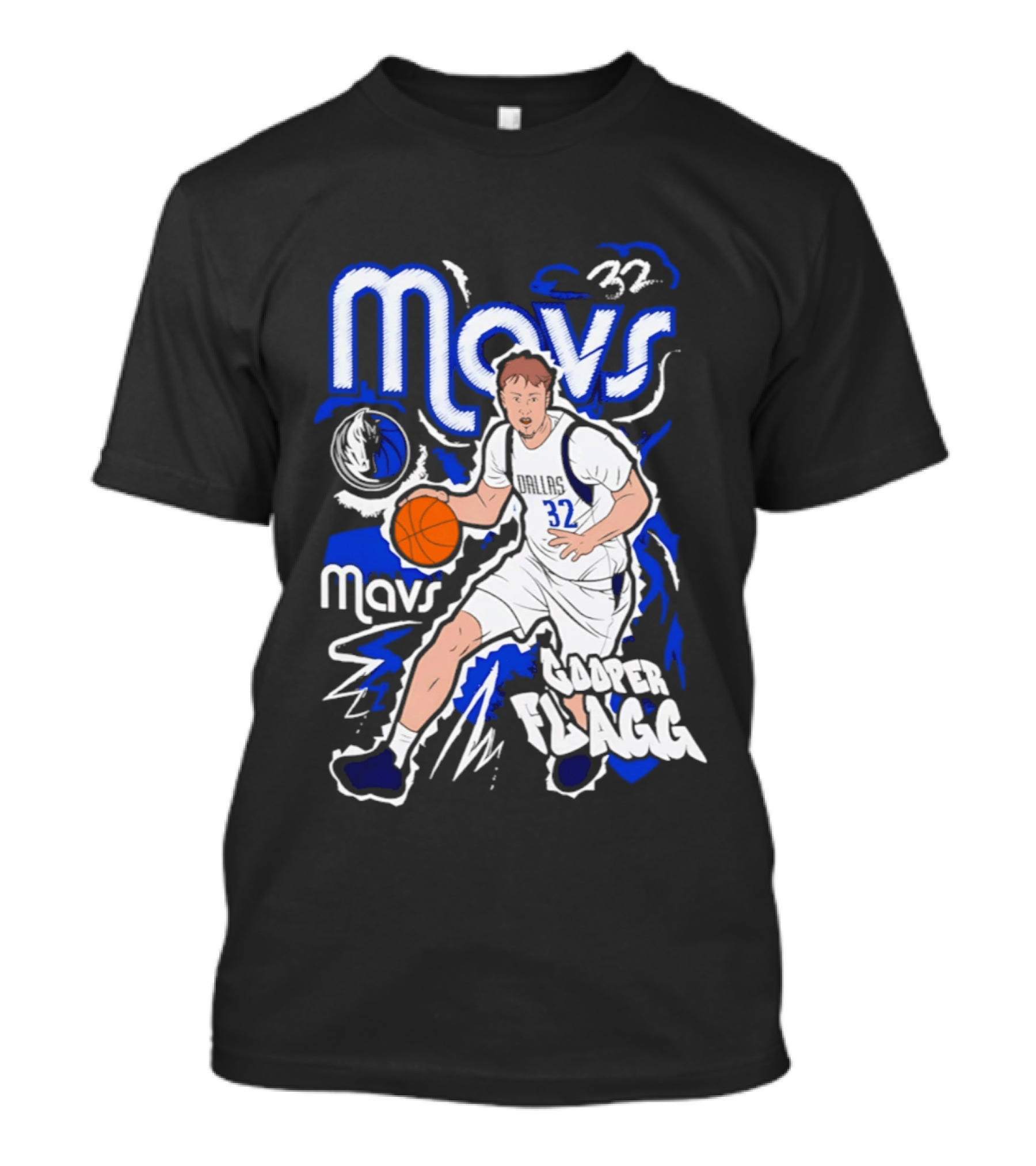 Mavs 32 Cooper Flagg Dallas Mavericks Basketball Player Paint T-Shirt