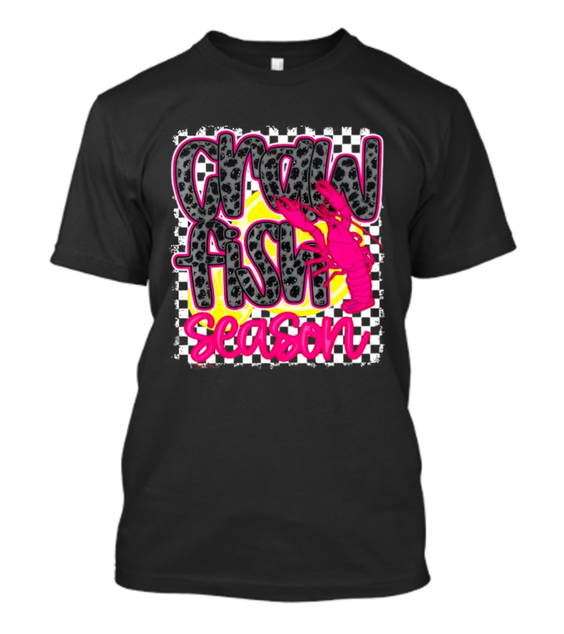 Crawfish Season Pink Lobster Bold Text Fun T-Shirt