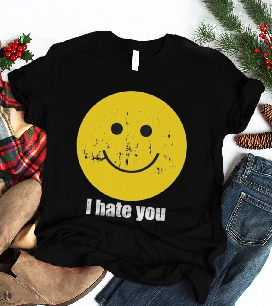 Harry I Hate You Smiley Face Distressed Grunge T-Shirt