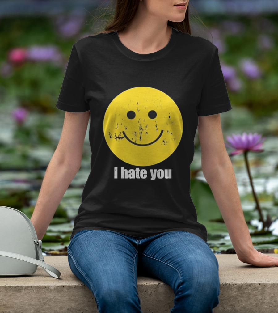 Harry I Hate You Smiley Face Distressed Grunge T-Shirt