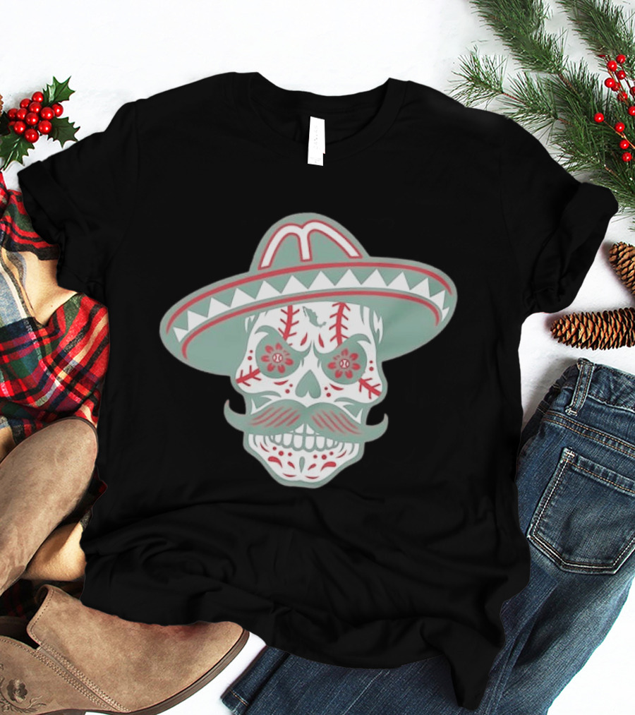Sugar Skull Sombrero Baseball Team Mexico Nacho Alvarez Jr T-Shirt