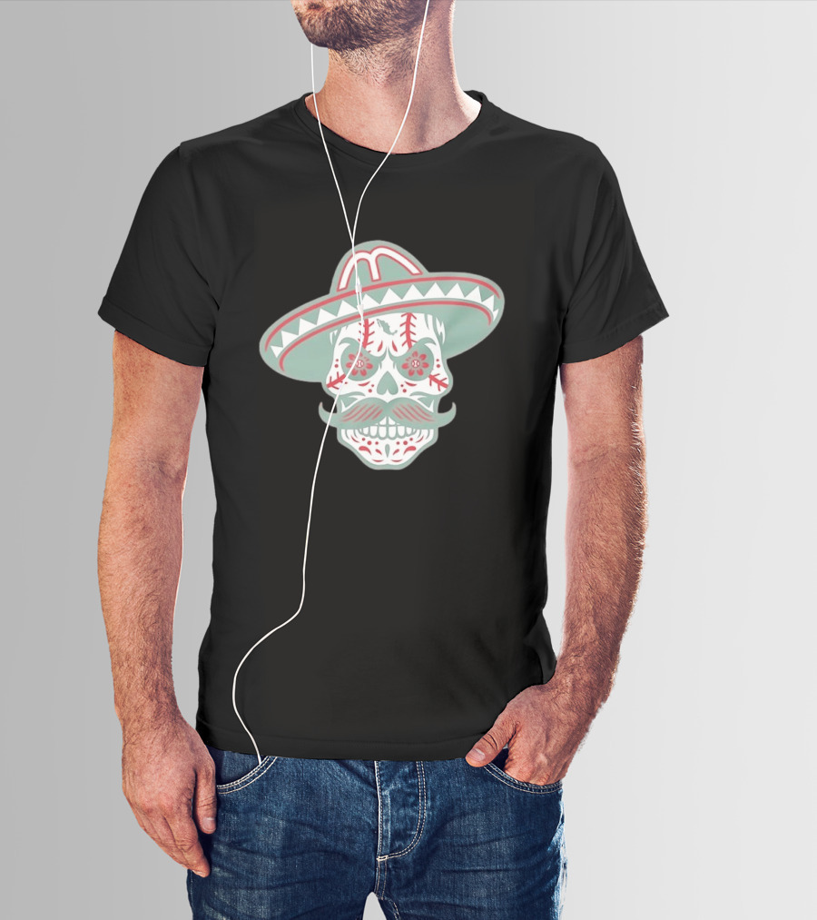 Sugar Skull Sombrero Baseball Team Mexico Nacho Alvarez Jr T-Shirt