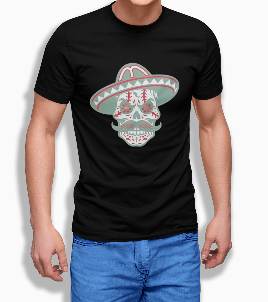 Sugar Skull Sombrero Baseball Team Mexico Nacho Alvarez Jr T-Shirt