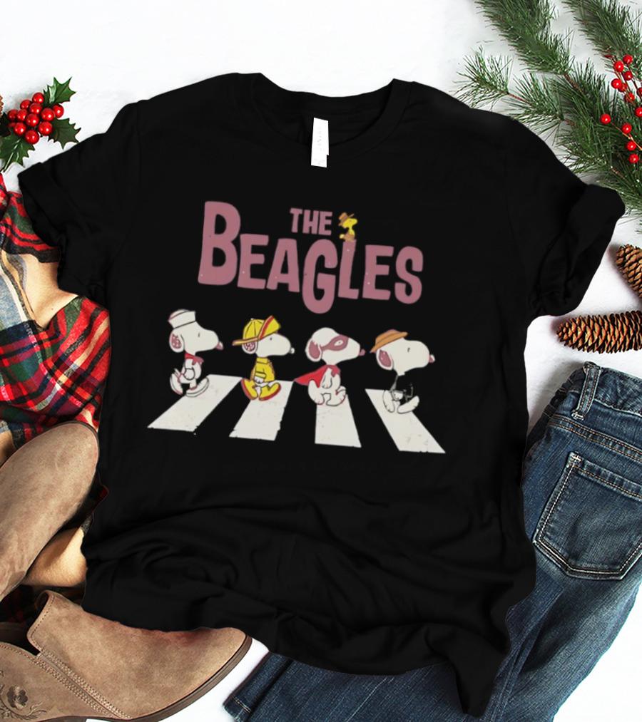 The Beagles Snoopy Woodstock Abbey Road T-Shirt
