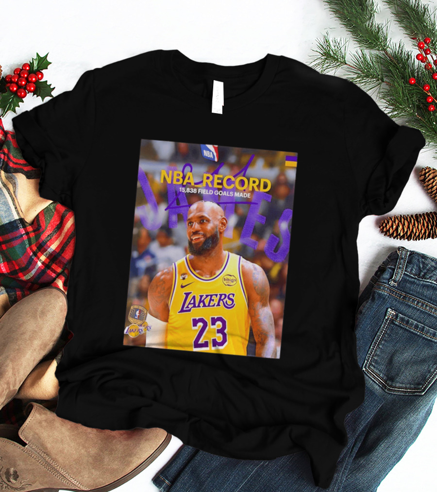 NBA Record LeBron James 15838 Field Goals Made Lakers 23 T-Shirt