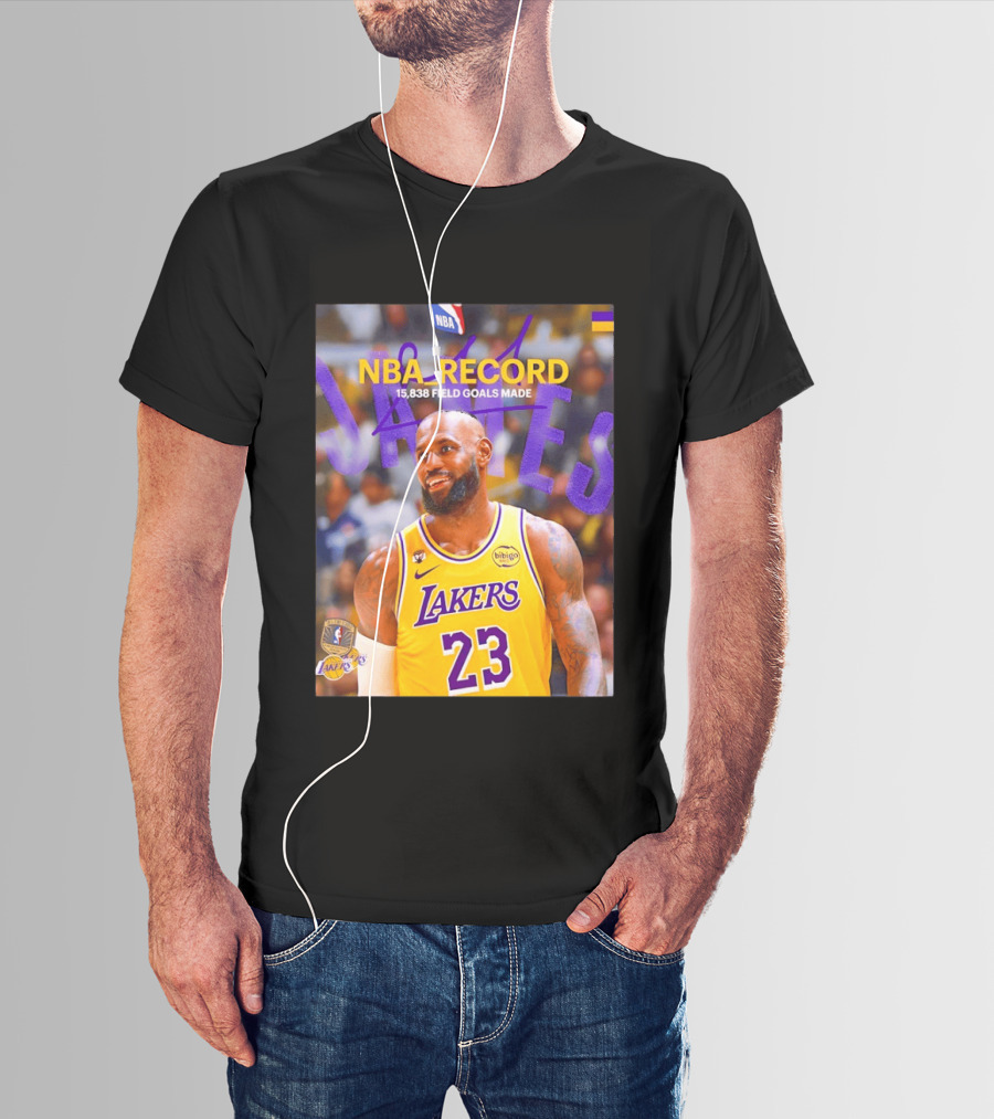 NBA Record LeBron James 15838 Field Goals Made Lakers 23 T-Shirt