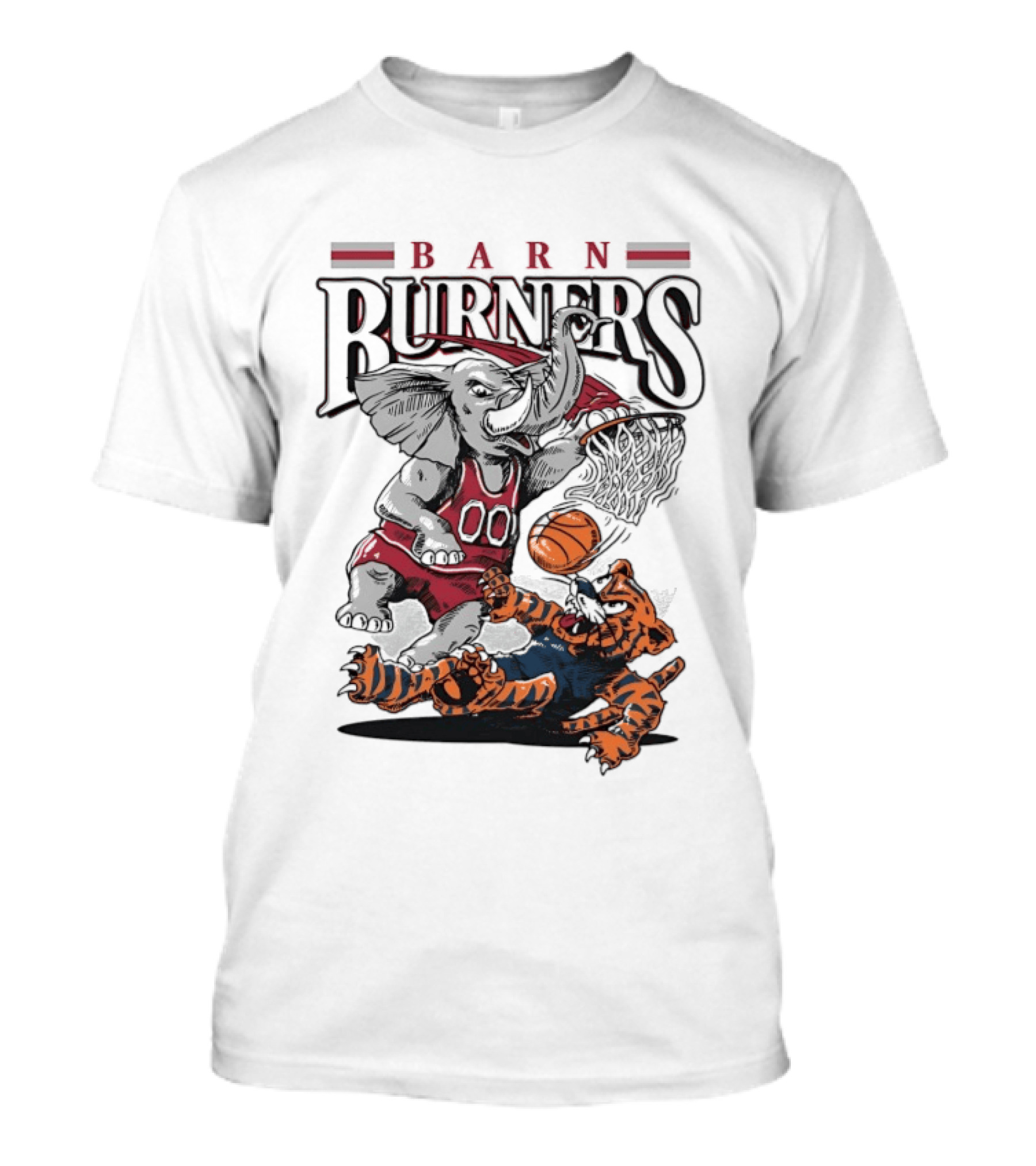 Barn Burners Alabama Crimson Tide Vs Auburn Tigers Basketball Showdown T-Shirt