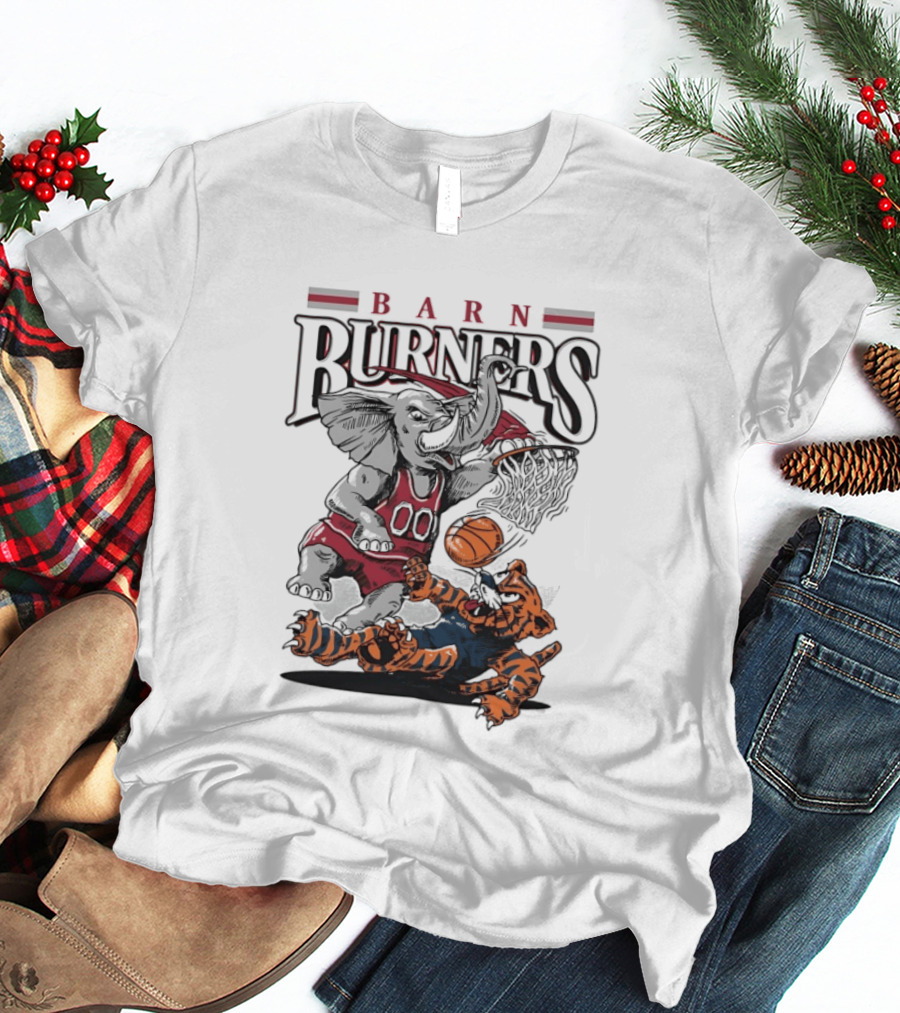 Barn Burners Alabama Crimson Tide Vs Auburn Tigers Basketball Showdown T-Shirt