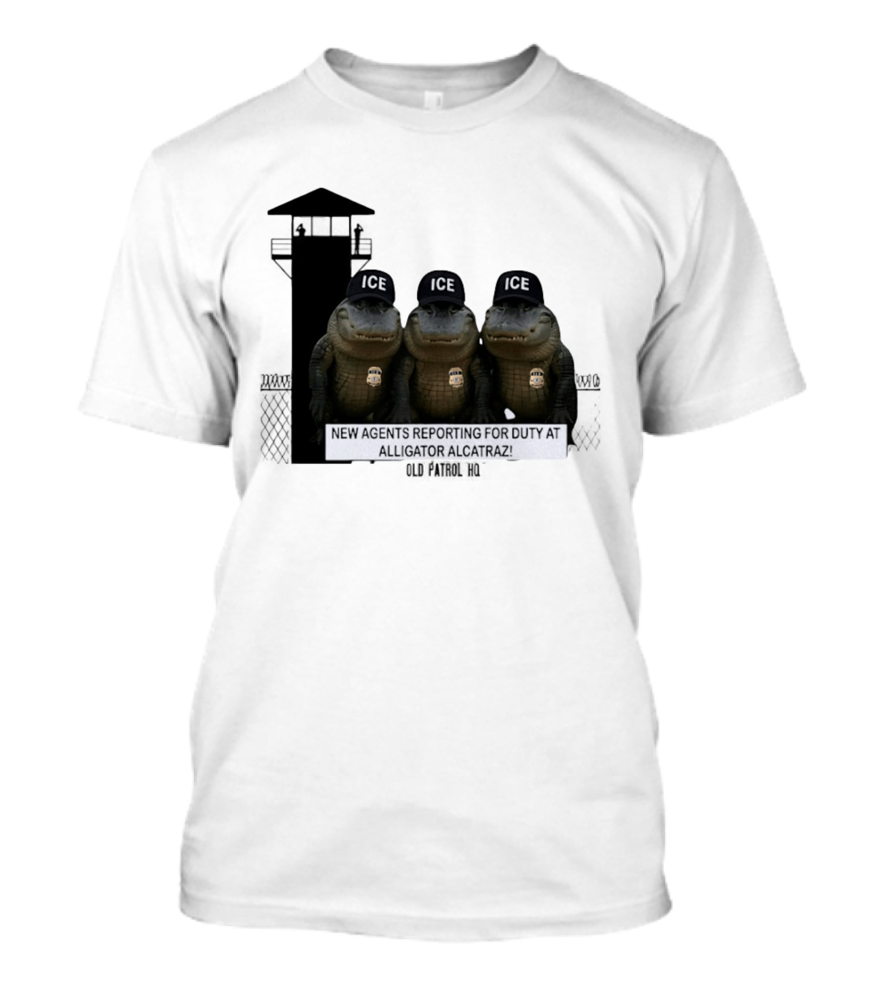 Alligator Alcatraz ICE Agents Guarding Prison Tower Scene T-Shirt