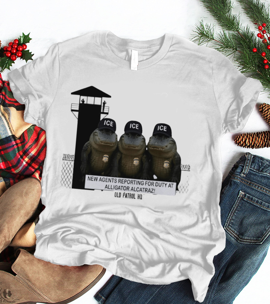 Alligator Alcatraz ICE Agents Guarding Prison Tower Scene T-Shirt