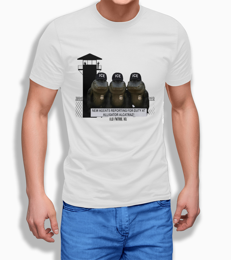 Alligator Alcatraz ICE Agents Guarding Prison Tower Scene T-Shirt