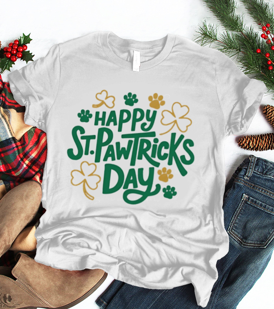 Happy St Pawtrick's Day Shamrock Dog Celebration T-Shirt