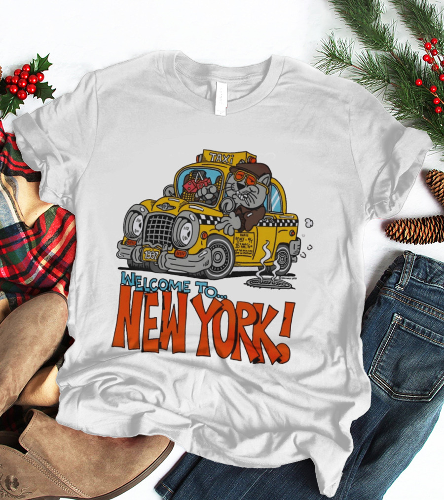 Welcome To New York Taxi Cat Adventure 1937 T-Shirt
