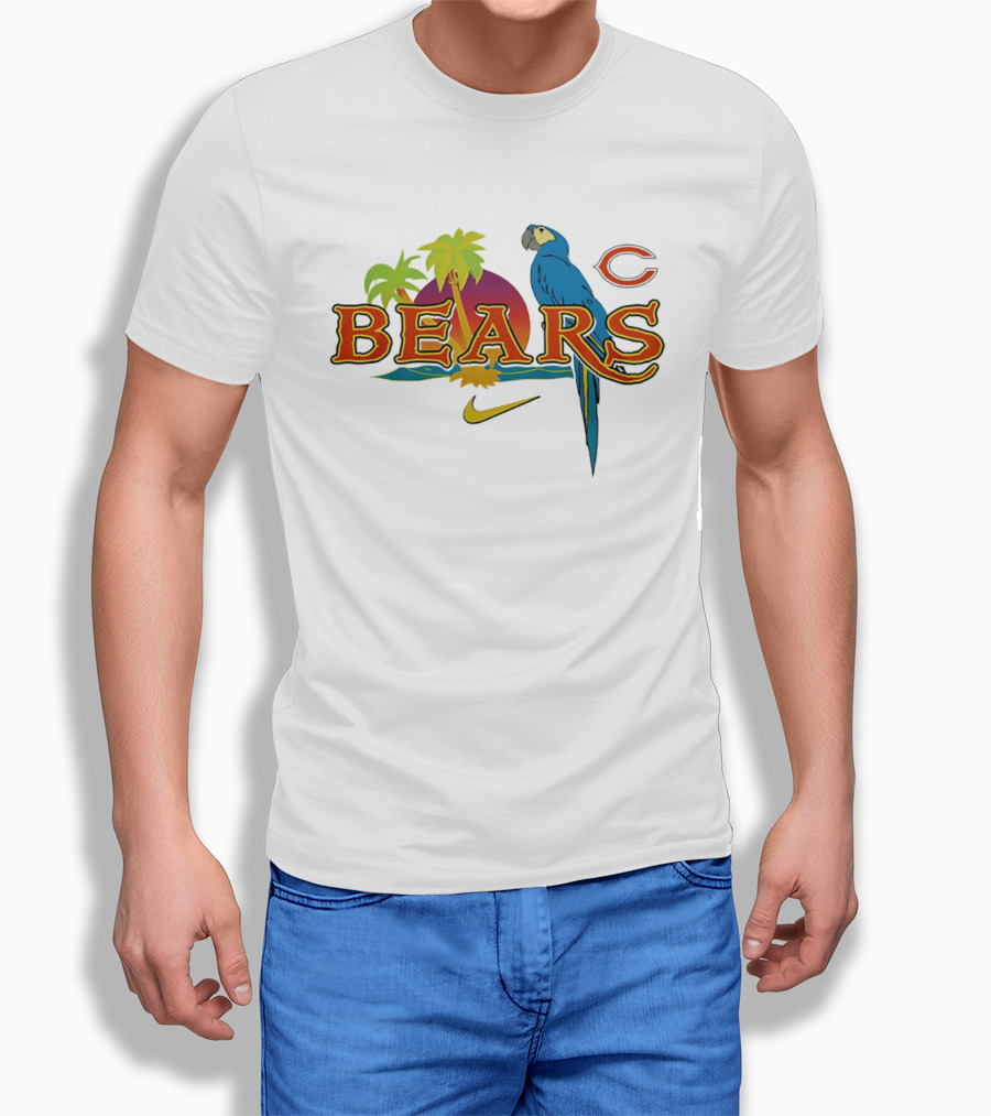 Chicago Bears Tropical Sunset Parrot Nike Collaboration T-Shirt