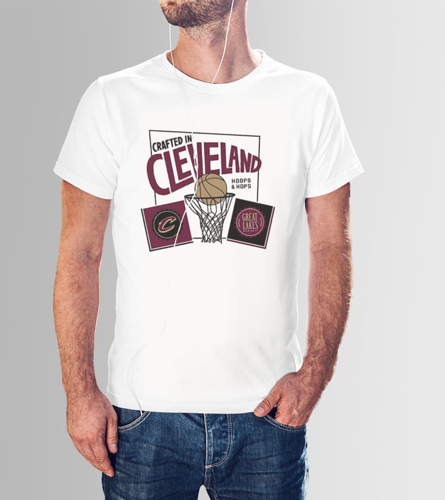 Crafted In Cleveland Hoops And Hops Cavaliers Great Lakes Brewing Co T-Shirt