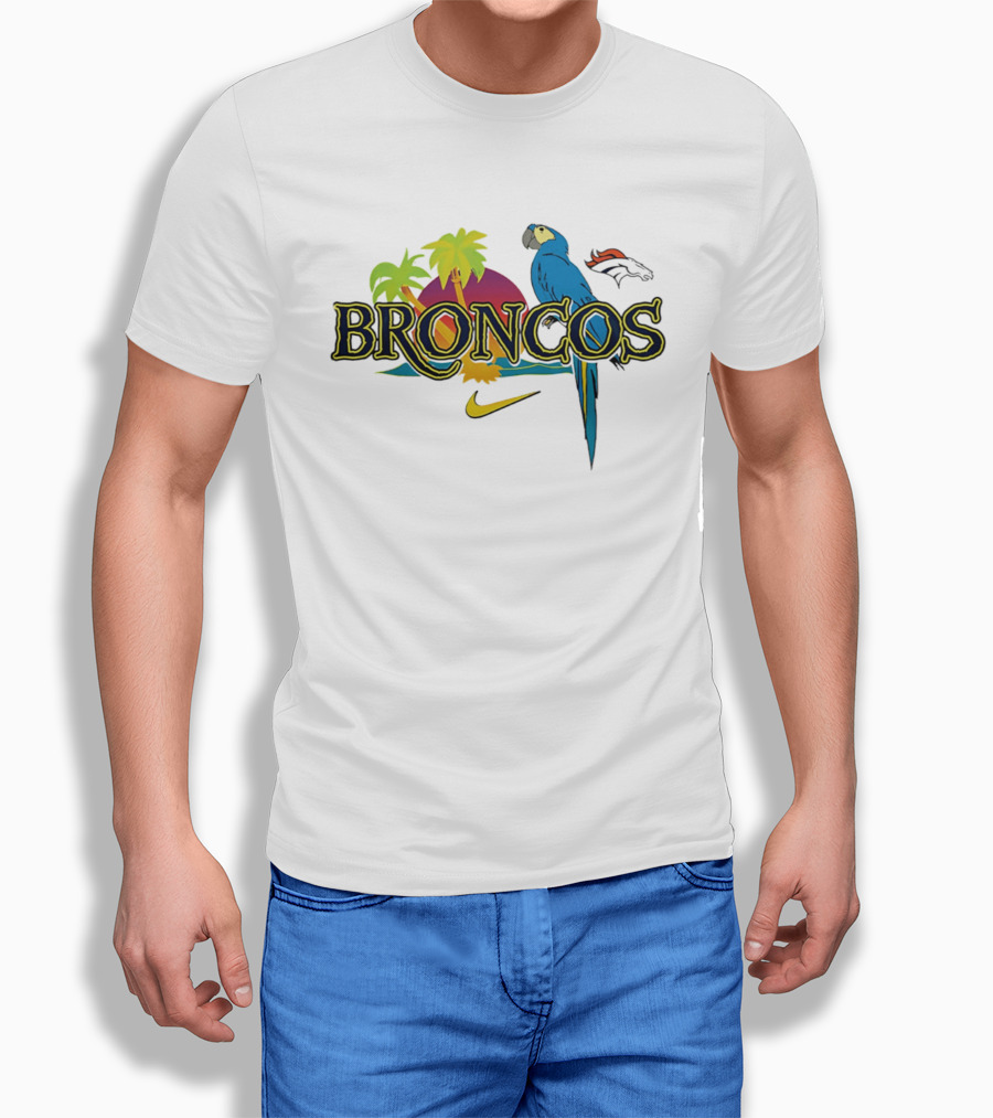 Denver Broncos Parrot Nike Tropical Vibes It's 5 O' Somewhere T-Shirt