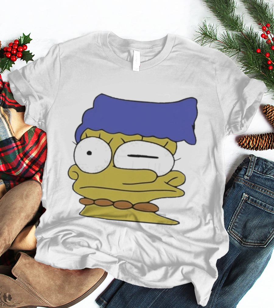 Smeared Marge Simpson Meme Face Cartoon T-Shirt