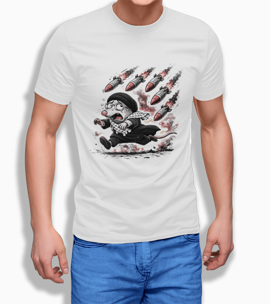 Mooshali Mouse Running From Rocket Attack Meme Cartoon T-Shirt