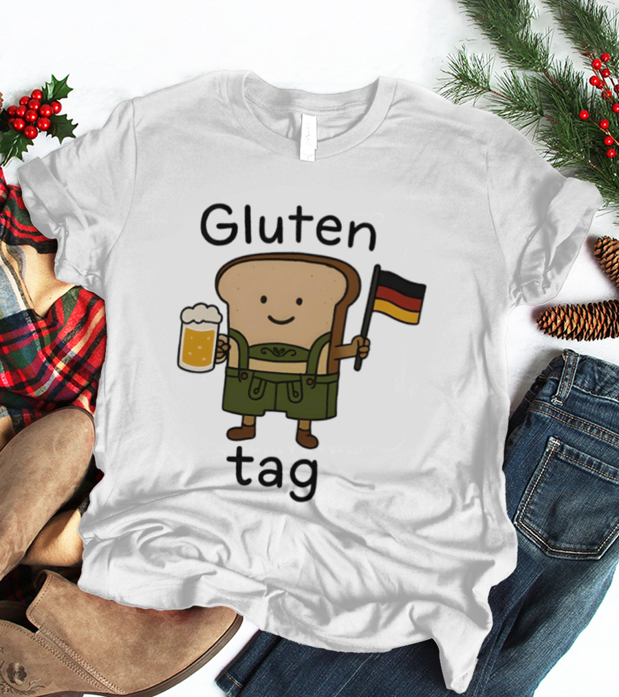 Gluten Tag Bread Character Lederhosen Beer German Flag T-Shirt