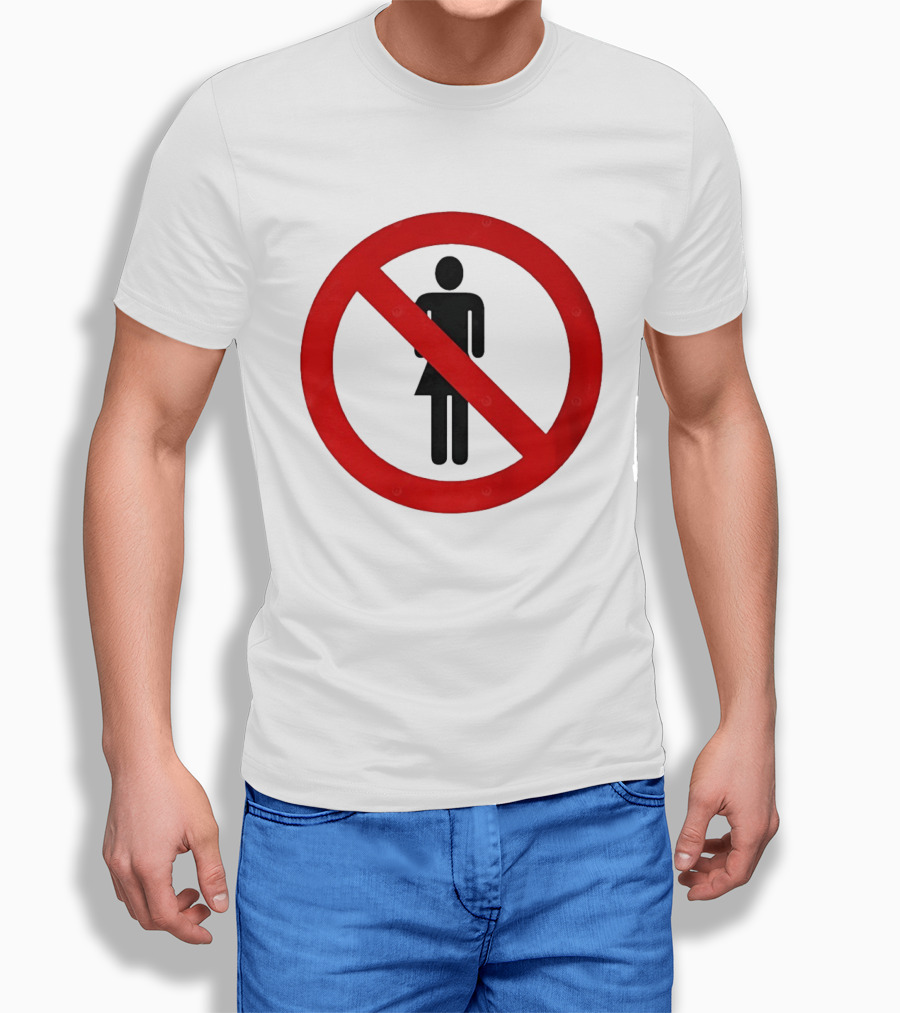 No Women Allowed Symbol Icon Bold Red Circle Front Print T-Shirt