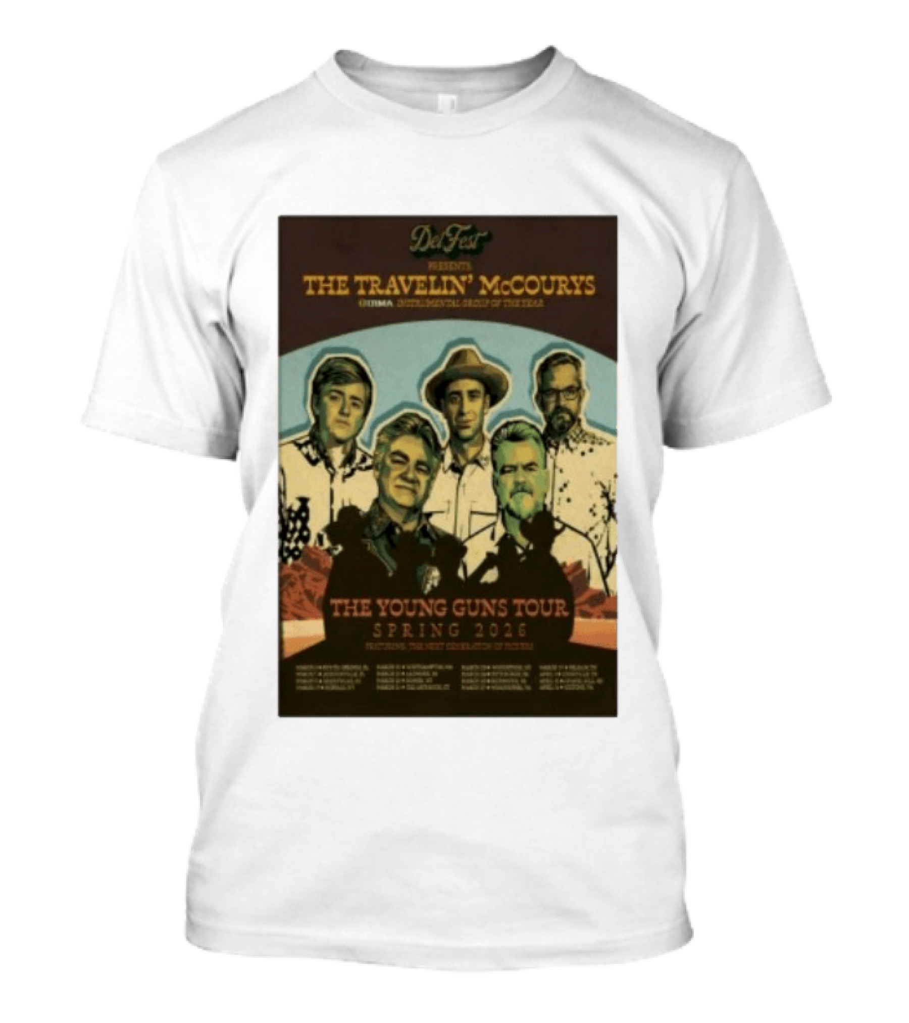 DelFest Presents The Travelin' McCourys IBMA Instrumental Group Of The Year The Young Guns Tour Spring 2026 Featuring The Next Generation Of Pickers T-Shirt