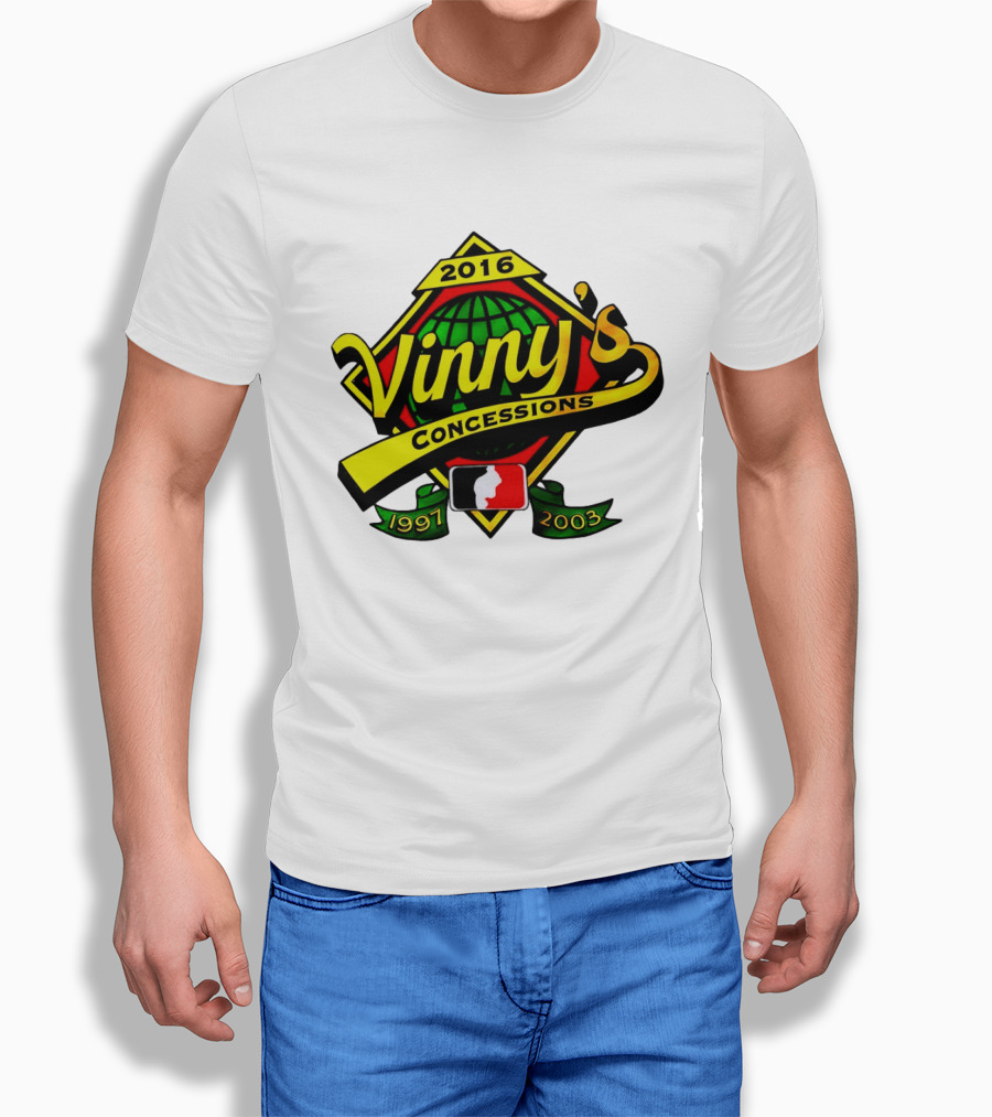 Vinny's Concessions 1997 2003 2016 Globe Ribbon T-Shirt