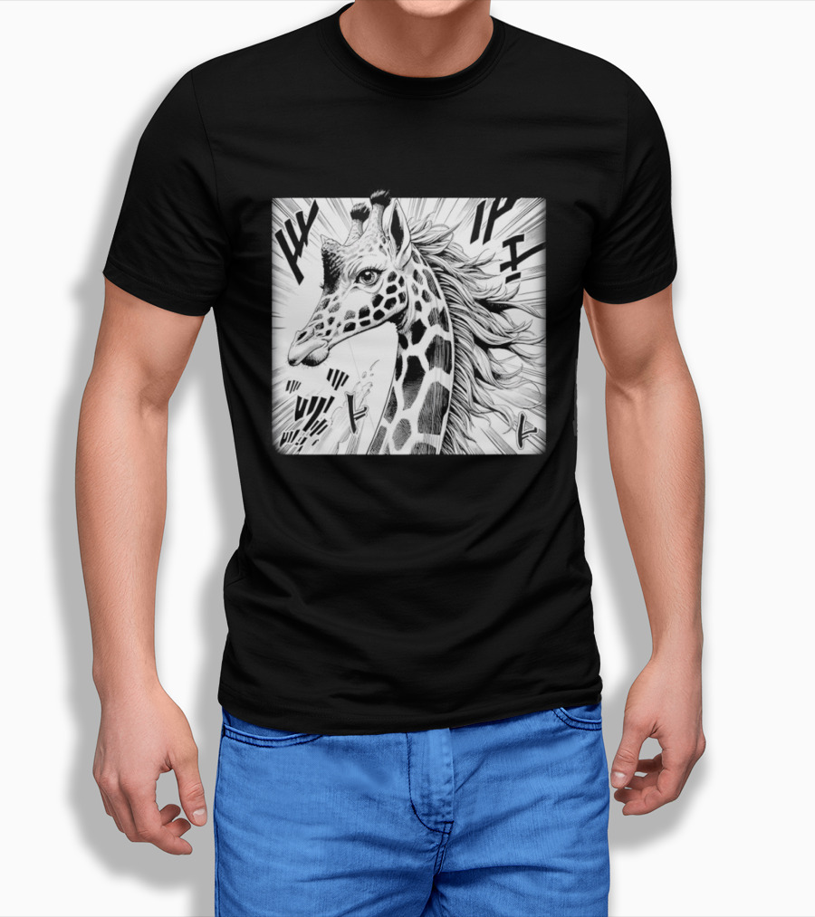 Giraffe Anime Aesthetic Colorful Pop Art Cartoon T-Shirt