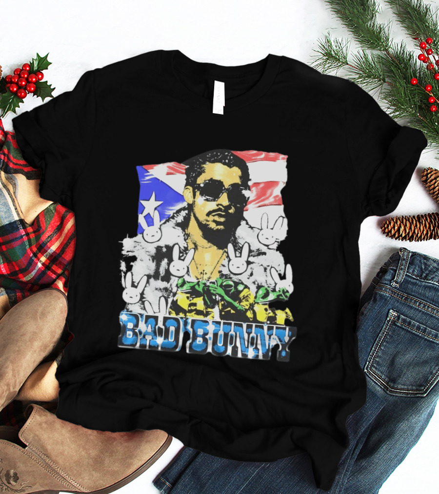 Bad Bunny Puerto Rican Flag Bunny Icon Latin Music T-Shirt