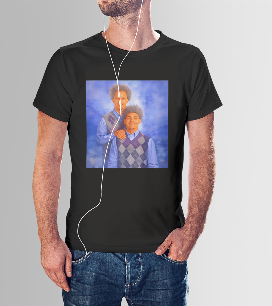 Brayden Burries Koa Peat Step Brothers Argyle Sweater Blue T-Shirt