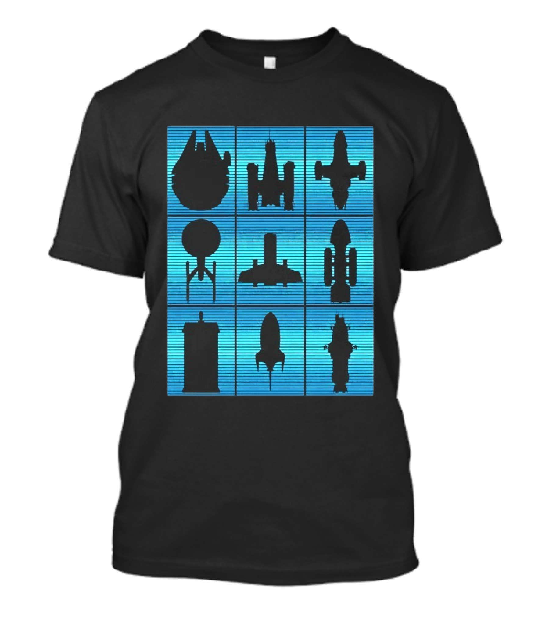Interstellar Travelers Spaceship Silhouettes Sci Fi T-Shirt