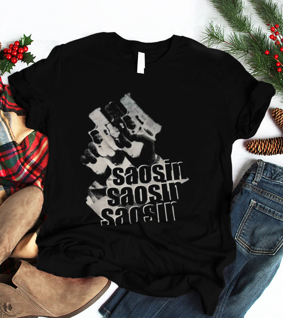 Saosin Band Triple Text Pistol T-Shirt