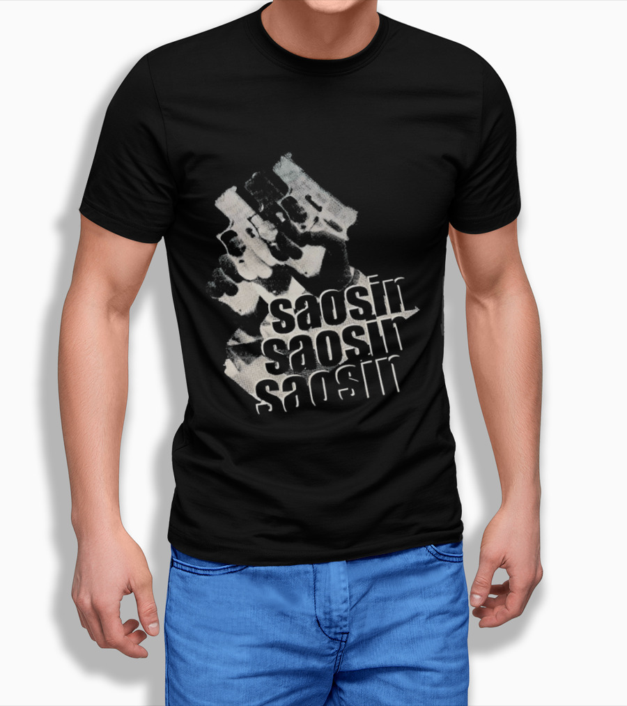 Saosin Band Triple Text Pistol T-Shirt