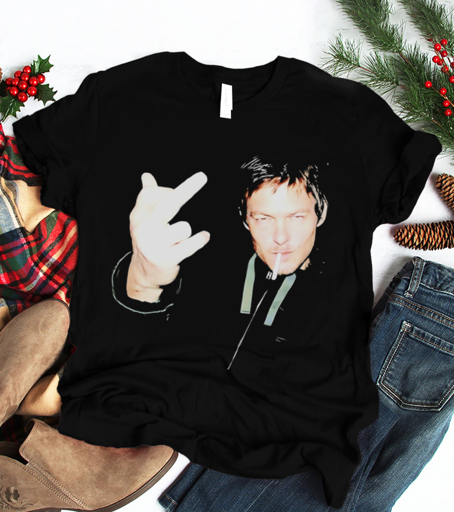 Norman Reedus The Walking Dead Daryl Dixon Middle Finger Smoking T-Shirt