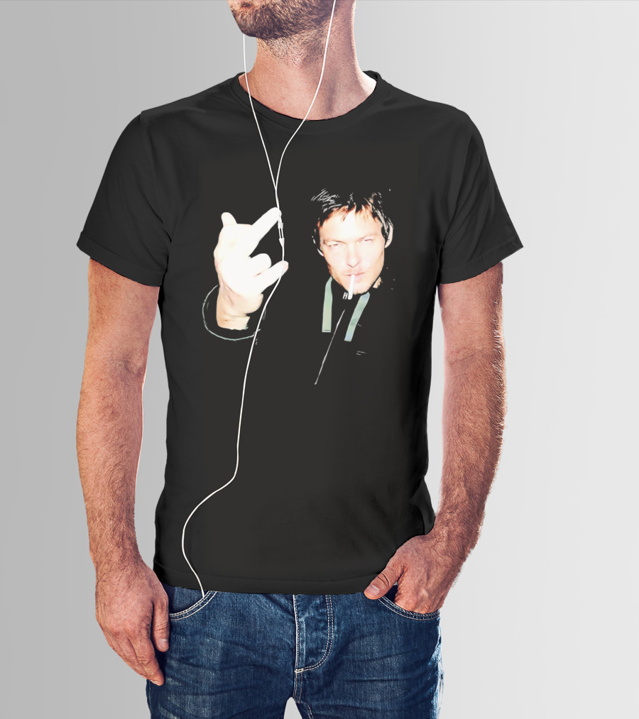 Norman Reedus The Walking Dead Daryl Dixon Middle Finger Smoking T-Shirt