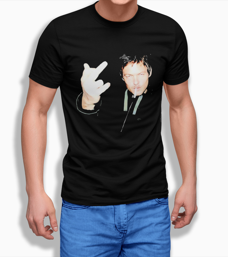 Norman Reedus The Walking Dead Daryl Dixon Middle Finger Smoking T-Shirt