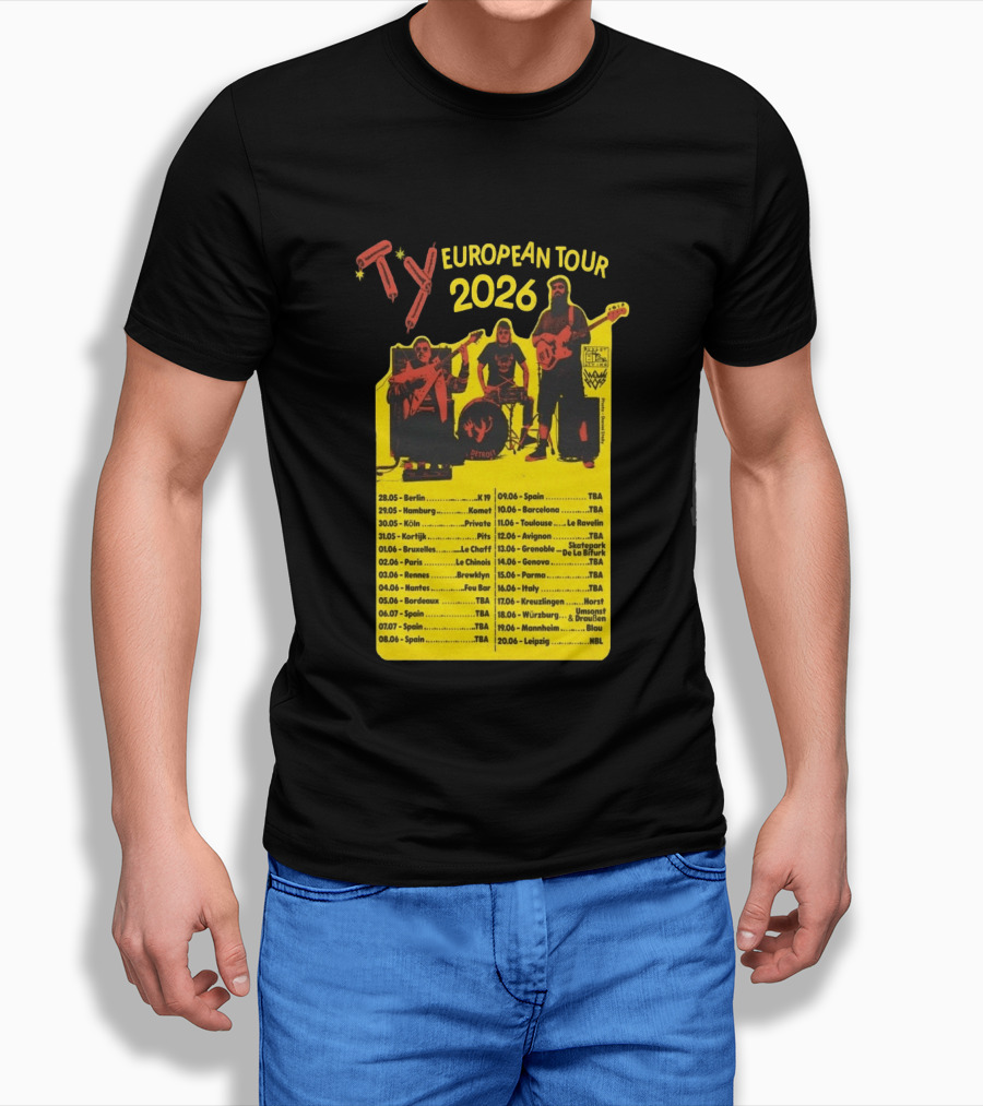 TY European Tour 2026 Band Tour Dates T-Shirt