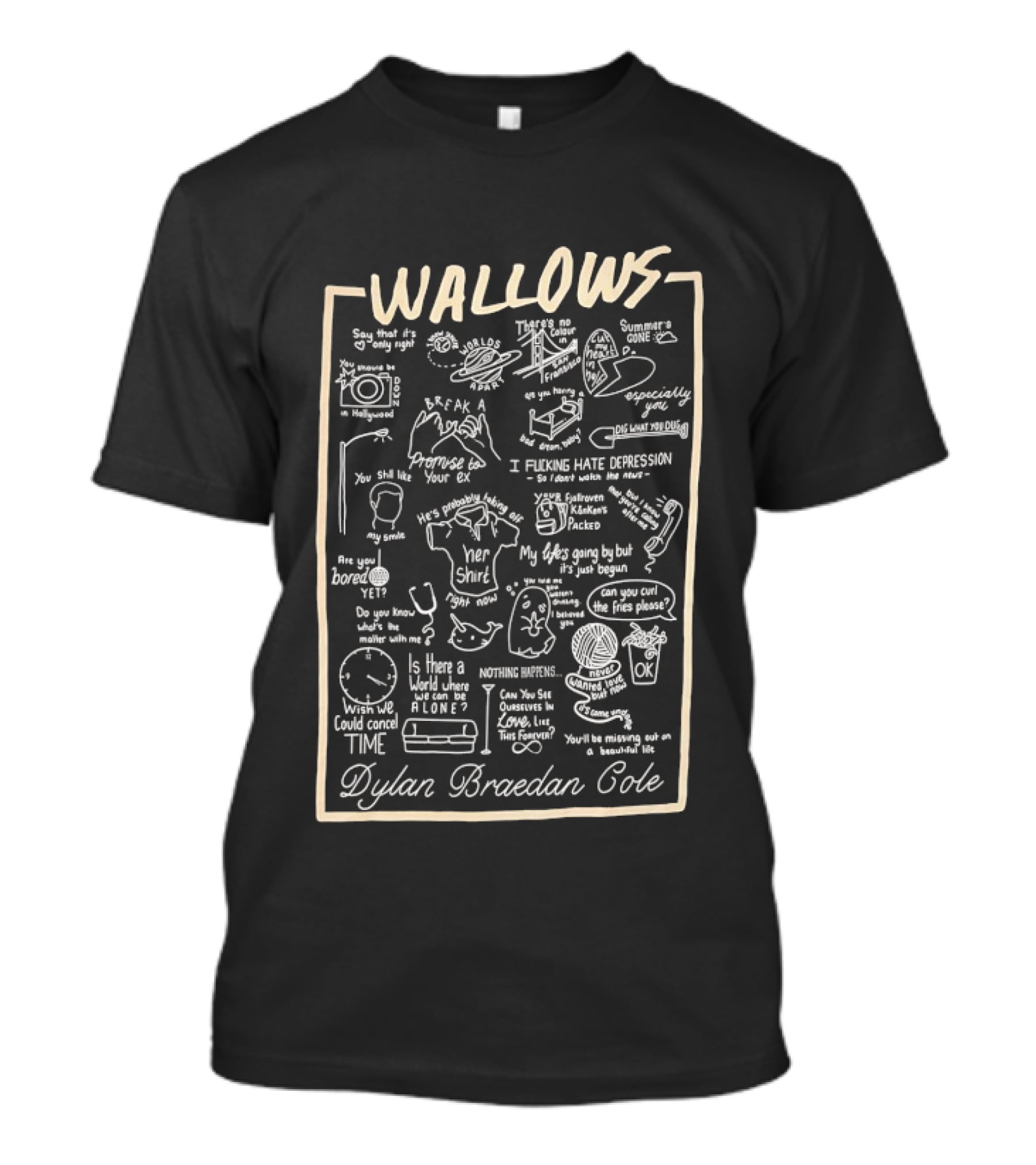 Wallows Dylan Braedan Cole Lyrics Icons And Drawings T-Shirt