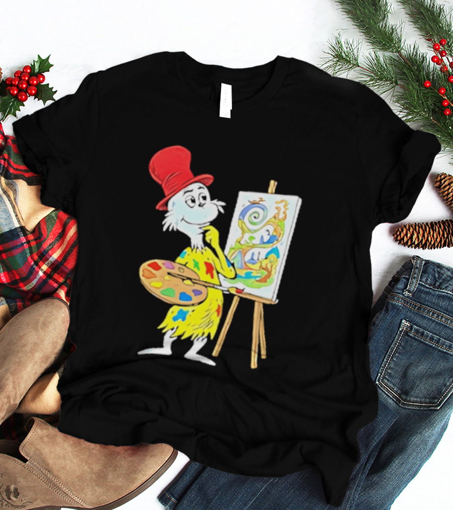 Sam I Am Red Hat Palette Painting Easel Whimsical Scene T-Shirt