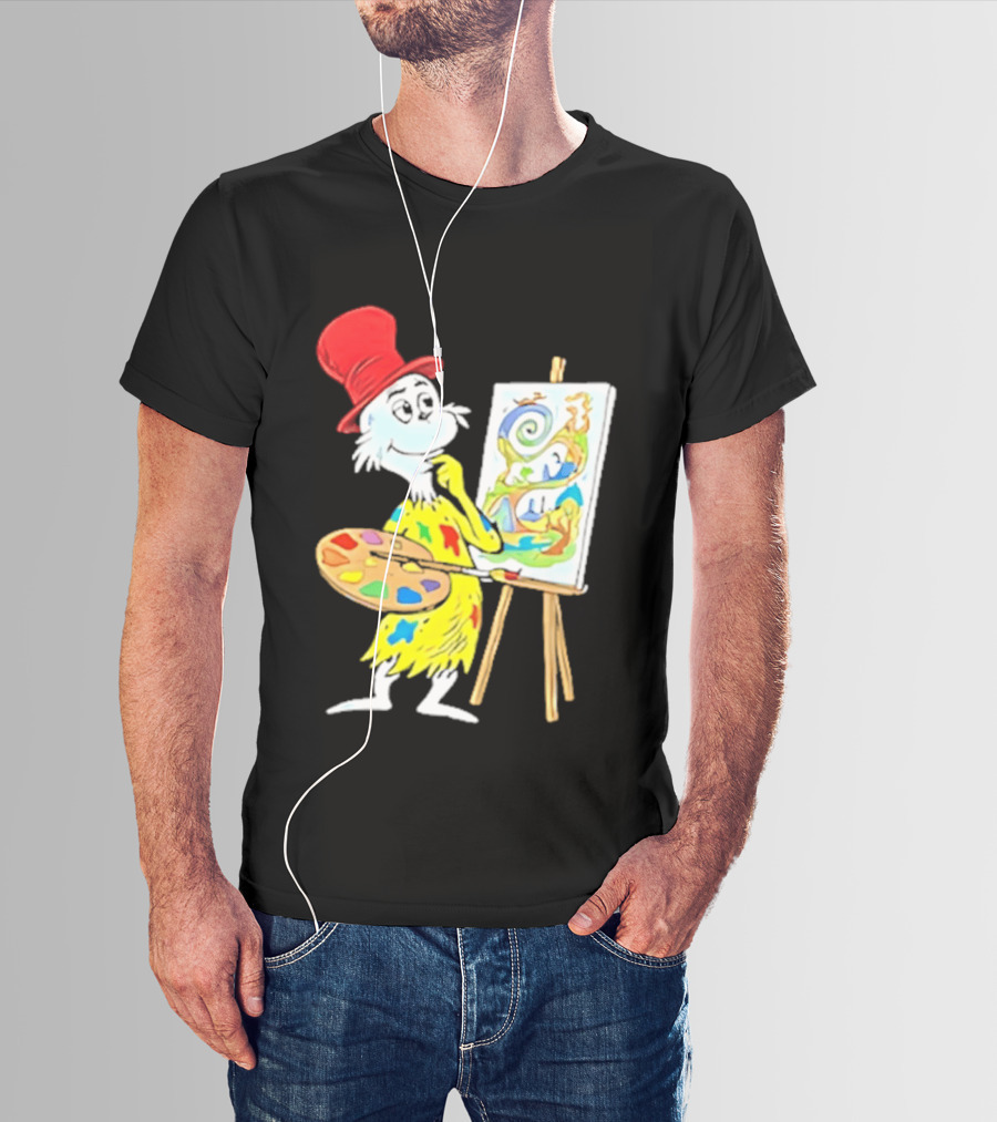 Sam I Am Red Hat Palette Painting Easel Whimsical Scene T-Shirt